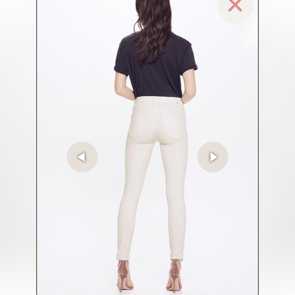 MOTHER THE LOOKER ANKLE FRAY IN WHIPPING THE CREAM HIGH RISE SKINNIES W/FRAY HEM - Picture 6 of 14